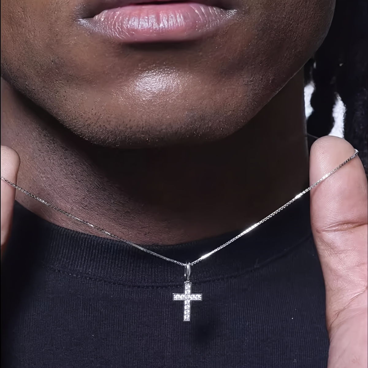 Mini Synthetic Cubic Zirconia Cross Pendant Necklace